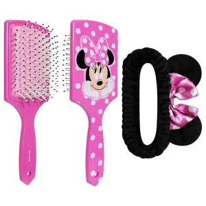 LUV HER Kids Hair Brush & Spa Headband Set for Girls - Features Disney Minnie Mouse - Fun Grooming Kit for Detangling, Styling & Skincare - Soft & Stretchy One Size, Ages 3 
