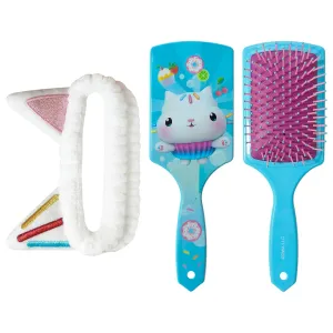 LUV HER Kids Hair Brush & Spa Headband Set for Girls - with Gabby's Dollhouse characther Cakey - Fun Grooming Kit for Detangling, Styling & Skincare - Soft & Stretchy One Size, Ages 3 