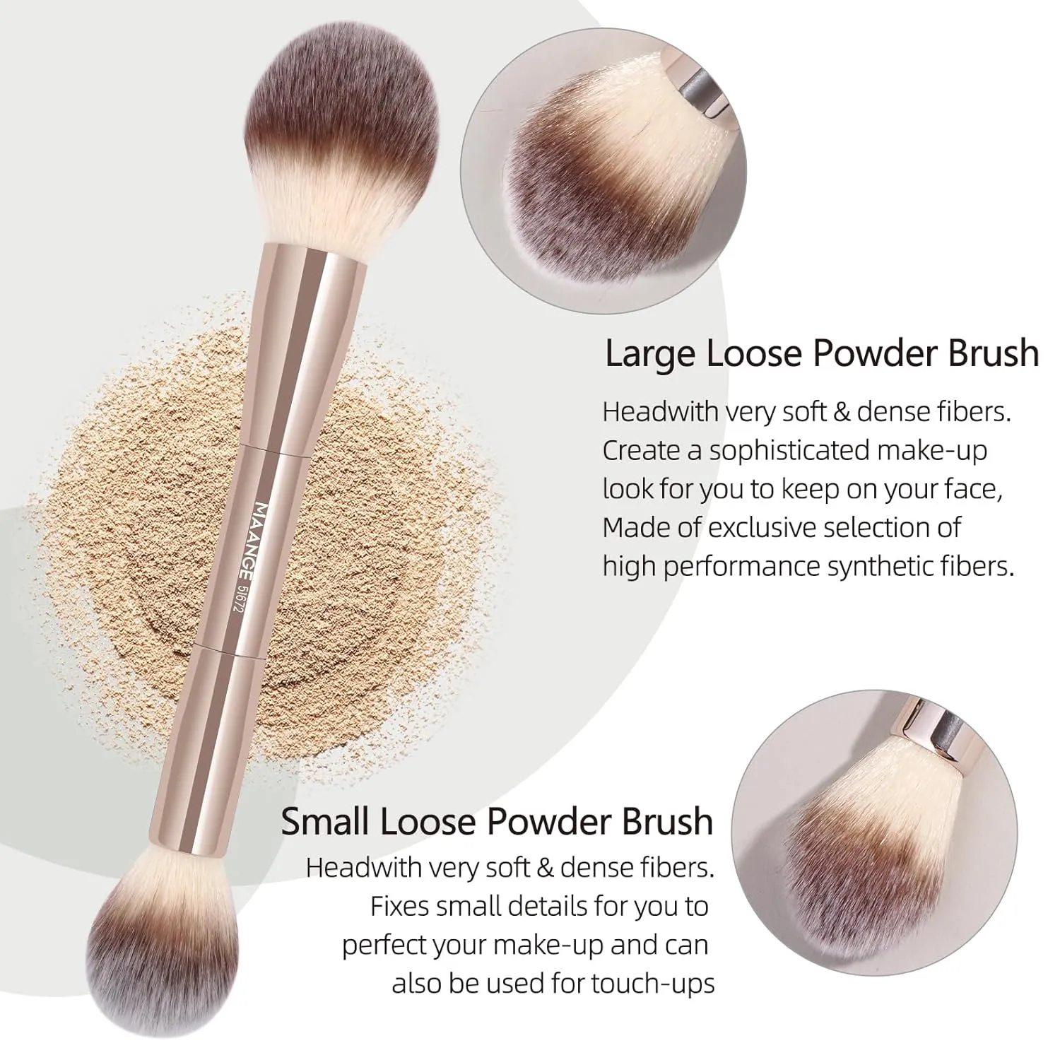 MAANGE 20 Pcs Makeup Brushes with Gift Box, Double-End Multi-functional Makeup Brushes for Blending Liquid Powder Concealer Cream Blush Buffe,Champagne