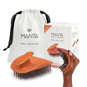 Manta Curls Anti-Breakage Hairbrush – Detangling Brush for Curly & Afro Hair, Gentle Wet & Dry Hairbrush for Women, Orange