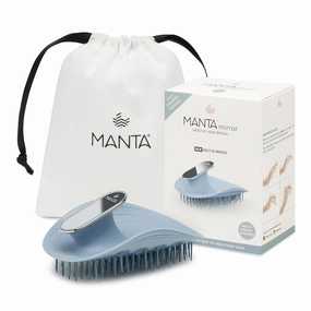 Manta Mirror Anti-Breakage Hairbrush – Travel Brush for Women, Gentle Wet & Dry Detangling Brush with Scalp Massager, Blue