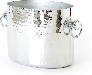 Mauviel Made In France M'30 Hammered Aluminum 12-Inch Oval Champagne Bucket