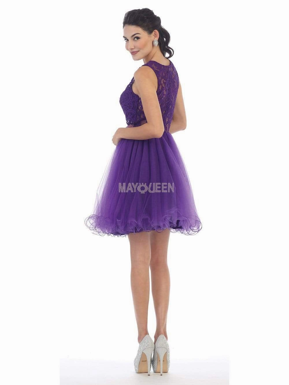 May Queen - MQ1268 Illusion Two Piece Lace and Tulle Cocktail Dress