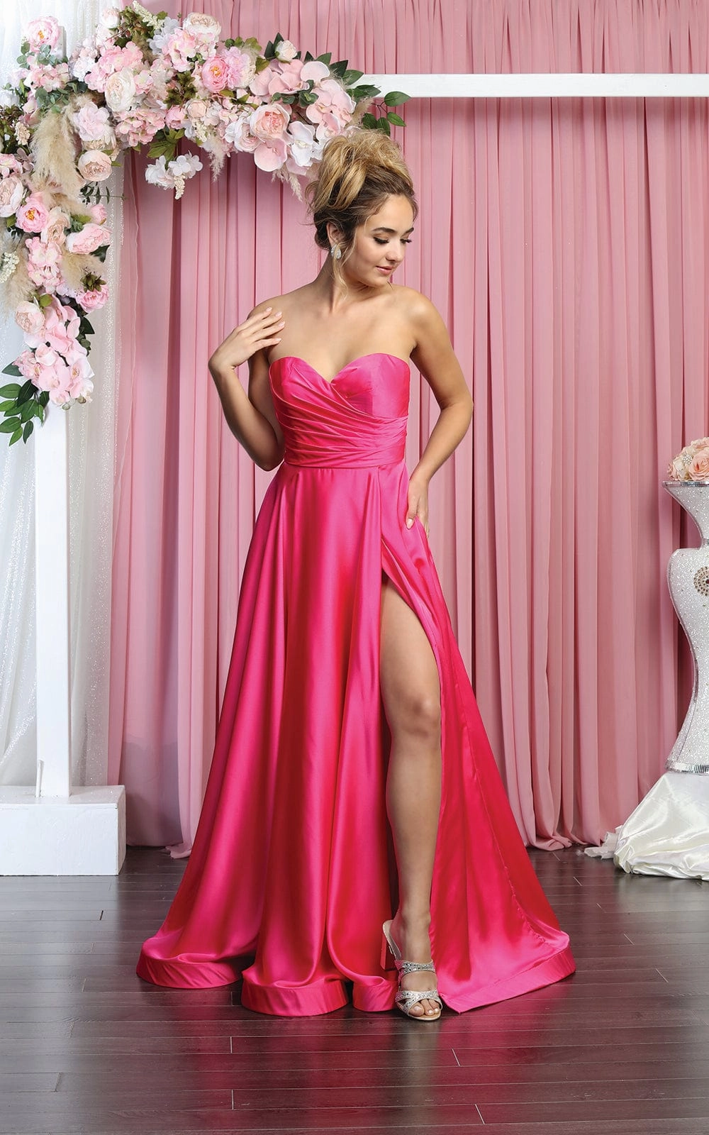 May Queen MQ1846 - Strapless High Slit Prom Dress