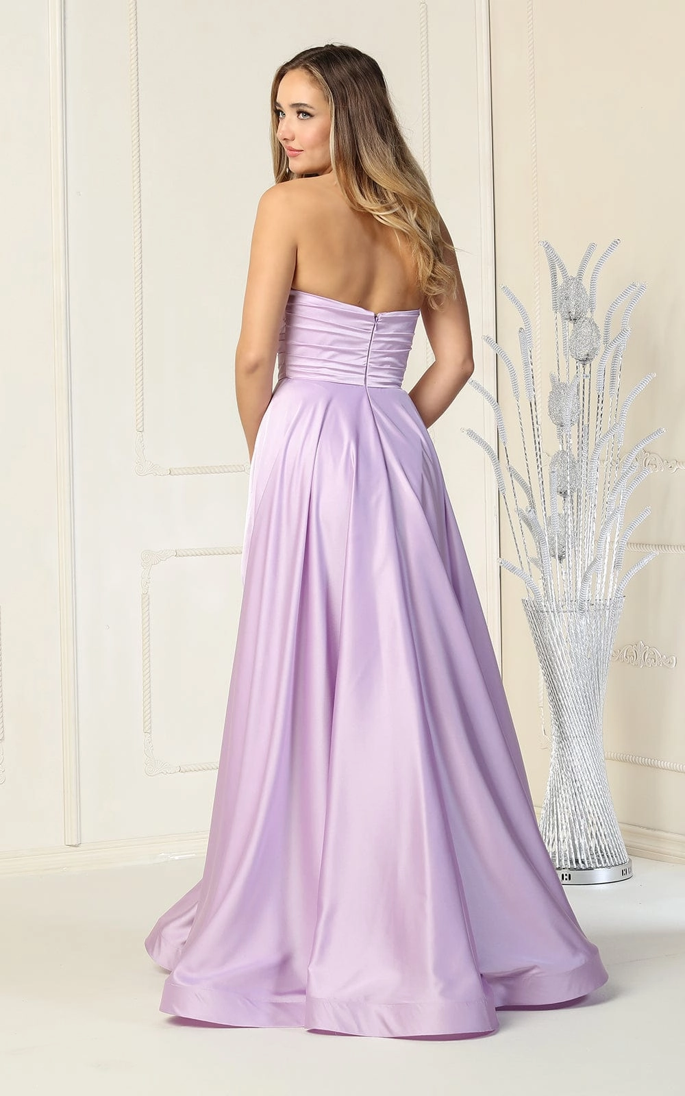 May Queen MQ1846 - Strapless High Slit Prom Dress