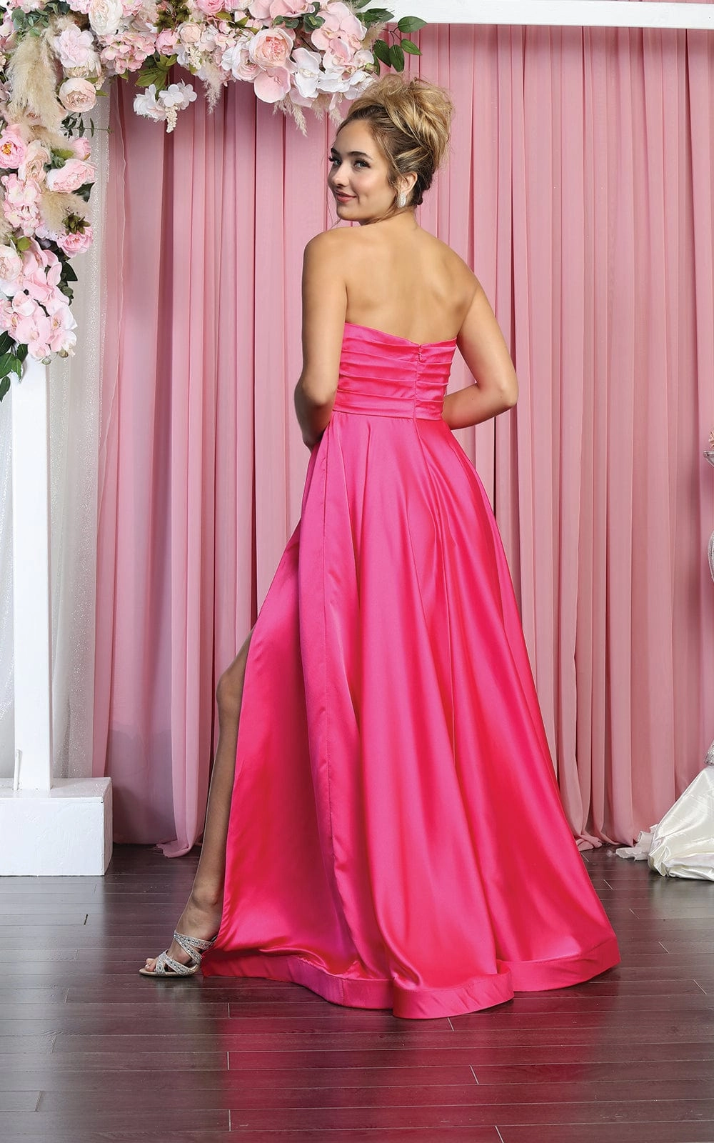 May Queen MQ1846 - Strapless High Slit Prom Dress