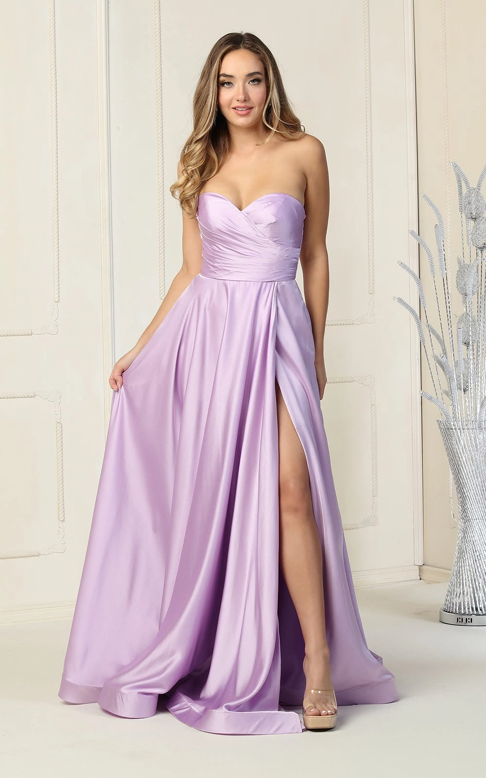 May Queen MQ1846 - Strapless High Slit Prom Dress