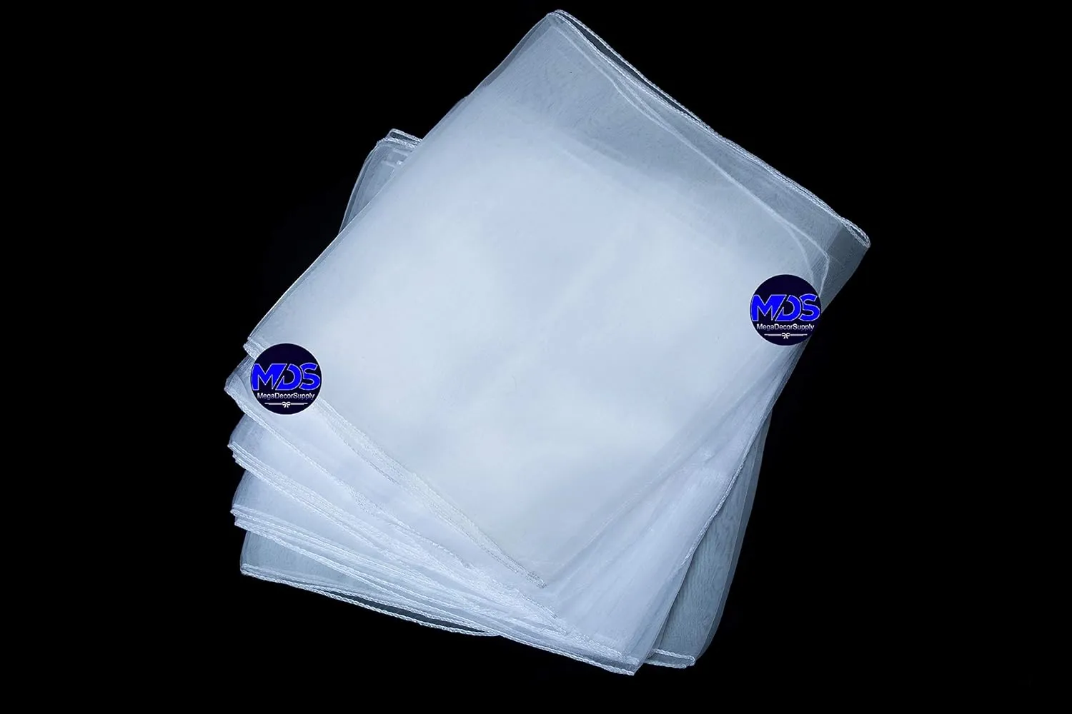 MDS 10 Pack Organza Table Runner 12 x 108 inch Long Premium Table Runners for Wedding Party, Events Decoration, Banquets Decorations, Bright and Smooth Silk Fabric Party Table Runner- White