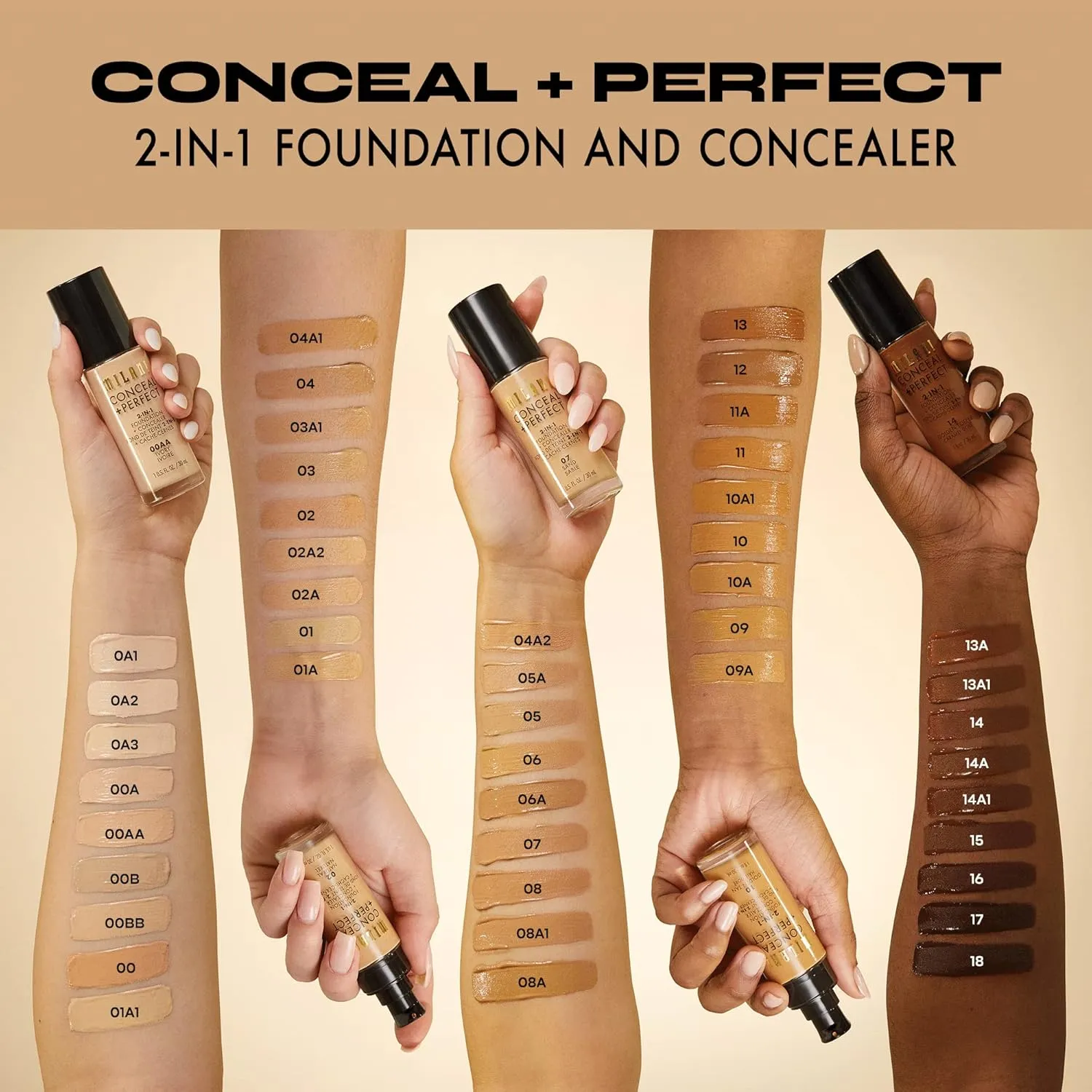Milani Conceal   Perfect 2-in-1 Foundation   Concealer - Golden Vanilla (1 Fl. Oz.) Cruelty-Free Liquid Foundation - Cover Under-Eye Circles, Blemishes & Skin Discoloration for a Flawless Complexion