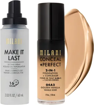 Milani Make It Last Setting Spray and Conceal   Perfect 2-in-1 Foundation   Concealer (Golden Vanilla)