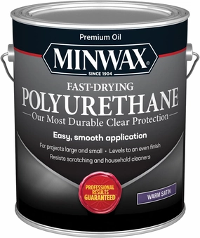 Minwax Fast Drying Polyurethane Protective Wood Finish, Clear Satin, 1 Gallon