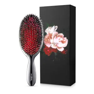 MISEL Professional Boar Bristle Hair Brush - Detangles All Types & Extensions | Reduces Breakage - Great for Wavy & Straight | Salon-Approved - Large