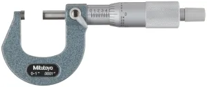 Mitutoyo 103-260 Outside Micrometer, Baked-Enamel Finish, Ratchet Stop, 0-1" Range, 0.0001" Graduation,  /-0.0001" Accuracy