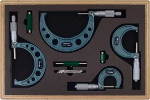 Mitutoyo 103-931 Outside Micrometer Set with Standards, 0-4" Range, 0.0001" Graduation (4 Piece Set)