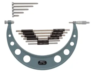 Mitutoyo 104-138, 6" - 12" X .001" Interchangeable Anvil Outside Micrometer Set, with Standards