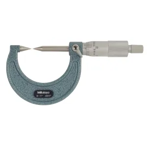 Mitutoyo 112-225, 0 - 1" X .001" Point Micrometer, Ratchet, 30 Deg. Steel Points