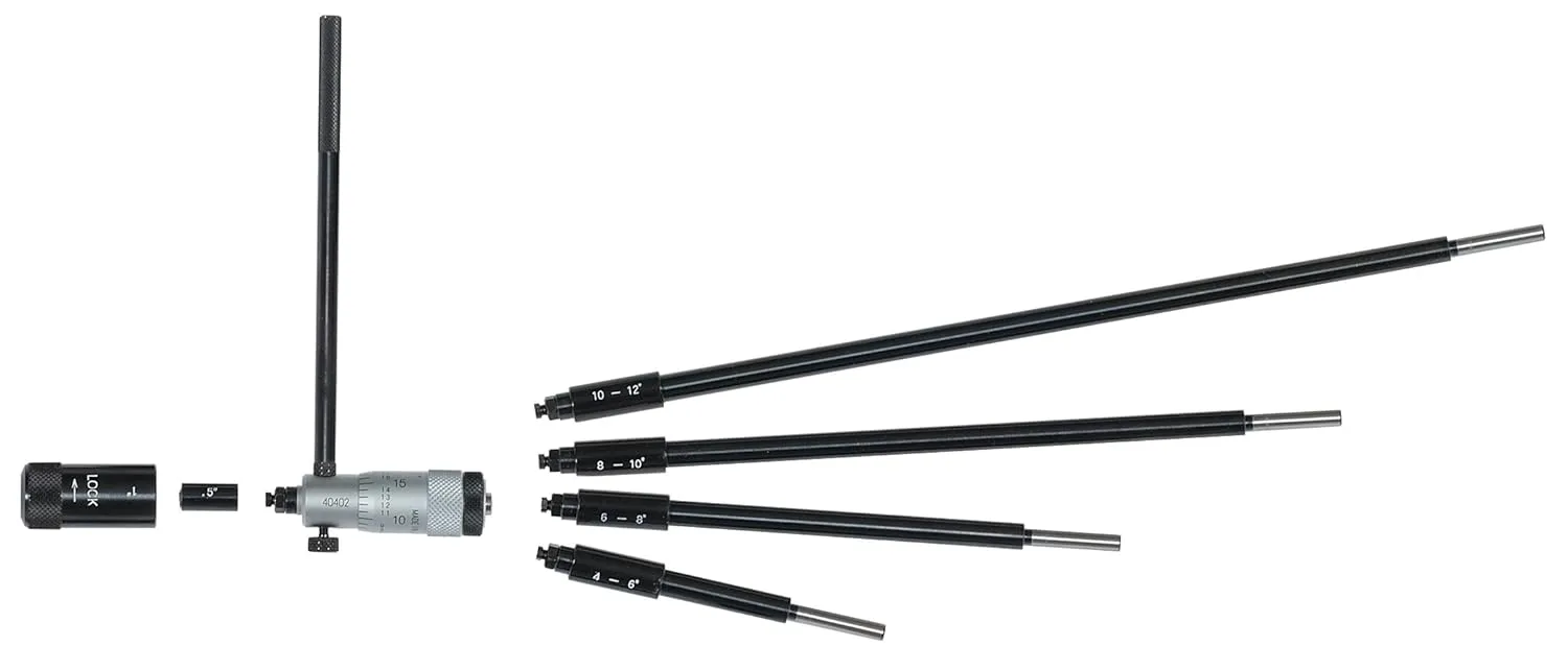 Mitutoyo 141-233, 2" - 12" X .001" Interchangeable Rod Inside Micrometer