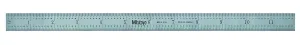 Mitutoyo 182-121, Steel Rule, 12" (4R), (1/8, 1/16, 1/32, 1/64"), 3/64" Thick X 1" Wide, Satin Chrome Finish Tempered Stainless Steel