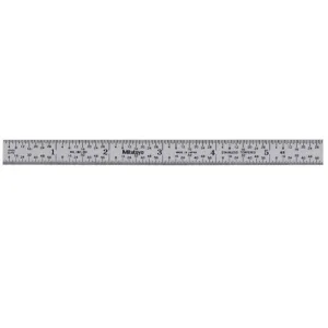 Mitutoyo 182-201, Steel Rule, 6" (4R), (1/8, 1/16, 1/32, 1/64"), 1/64" Thick X 1/2" Wide, Satin Chrome Finish Tempered Stainless Steel
