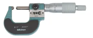 Mitutoyo 295-253, 0 - 1" X .0001" Spherical Anvil and Spindle, Digit Outside Micrometer, Ratchet