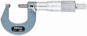 Mitutoyo 115-253, 0 - 1" X .0001" Spherical Anvil and Spindle Micrometer, Ratchet, Blue