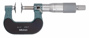 Mitutoyo 123-125, 0 - 1" X .001" Disk Micrometer, .787" Dia. Disks, Ratchet, Rotating Spindle
