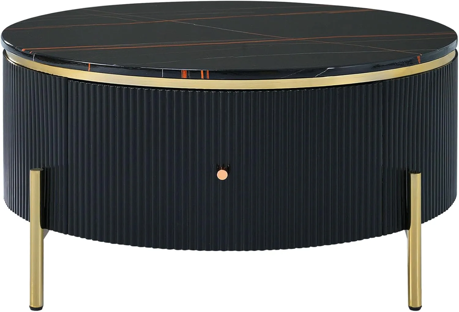 Modern Round Coffee Table with 2 Large Drawers Storage Accent Table(31.5'')