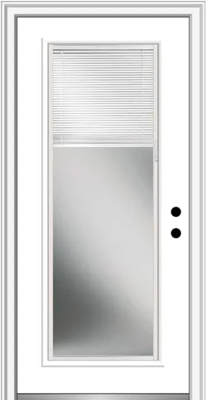 National Door Company, Exterior Single Door, Fiberglass Smooth, 32" x 80", Full Lite, Raise/Lower Blinds Collection, Left-Hand Inswing