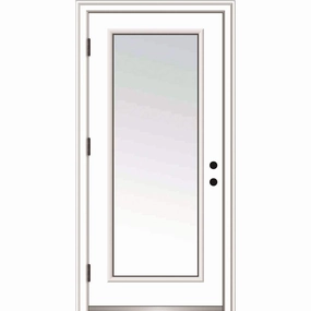 National Door Company ZZ364638R Fiberglass Smooth, Primed, Right Hand Outswing, Prehung Door, Full Lite, Clear Low-E Glass, 30"x80", Fiberglass
