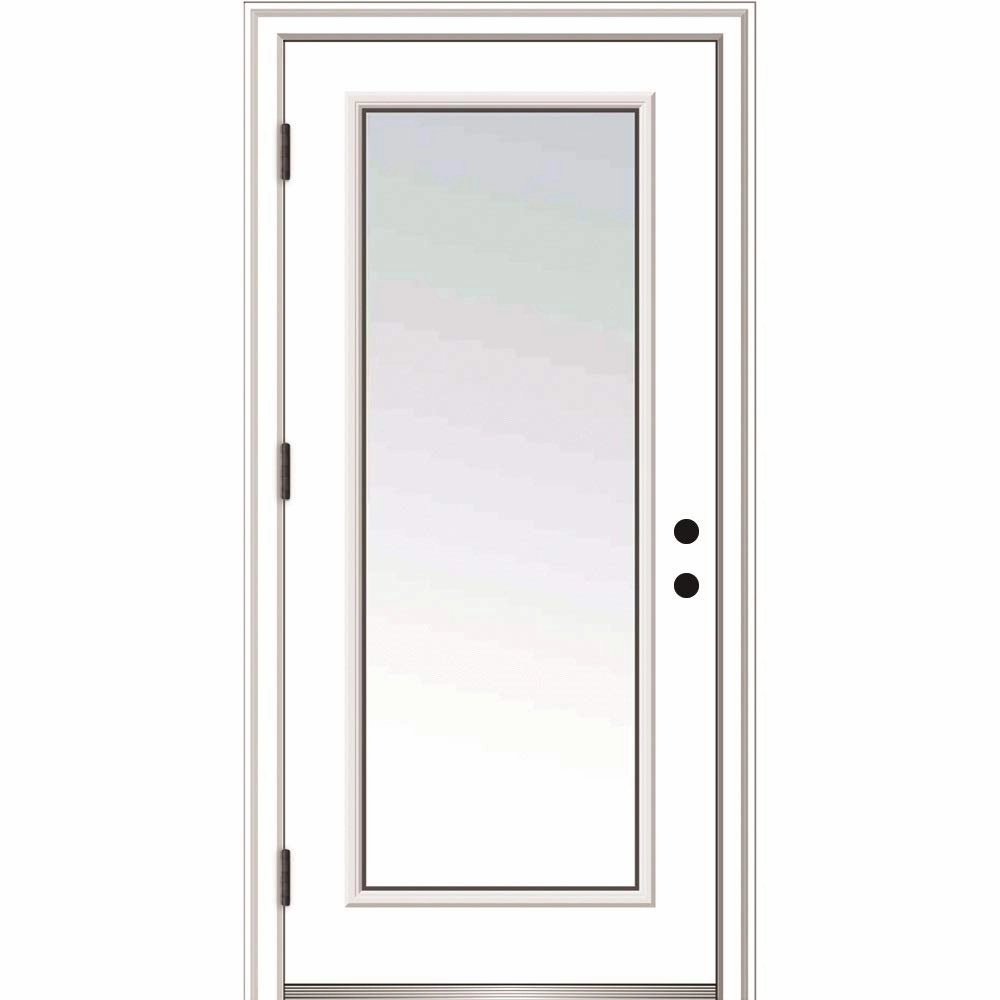 National Door Company ZZ364638R Fiberglass Smooth, Primed, Right Hand Outswing, Prehung Door, Full Lite, Clear Low-E Glass, 30"x80", Fiberglass
