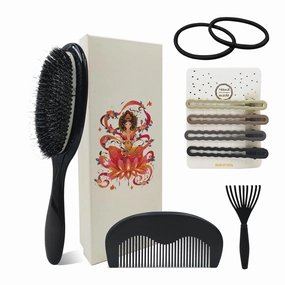 No Shampoo Hair Brush,100% Boar Bristle Hair Brush Set, Hairbrush for Women With Thick, Long or Curly Hair, for Women,Soft Natural Bristles (C)