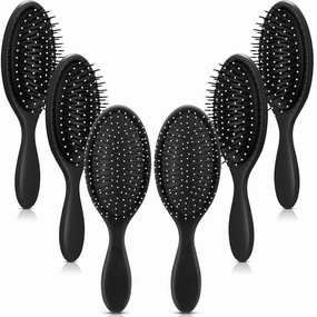 Nuenen 6 Pcs Wet Detangler Hair Brush Travel Dry Hair Brushes Detangling Hairbrush with Soft Bristles for Women Men Girls Boys(Black)