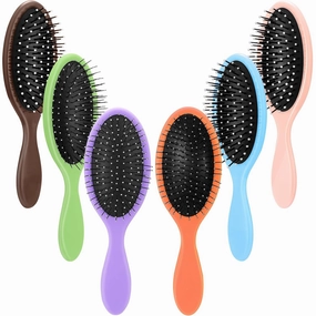 Nuenen 6 Pcs Wet Detangler Hair Brush Travel Dry Hair Brushes Detangling Hairbrush with Soft Bristles for Women Men Girls Boys(Modern Colors)