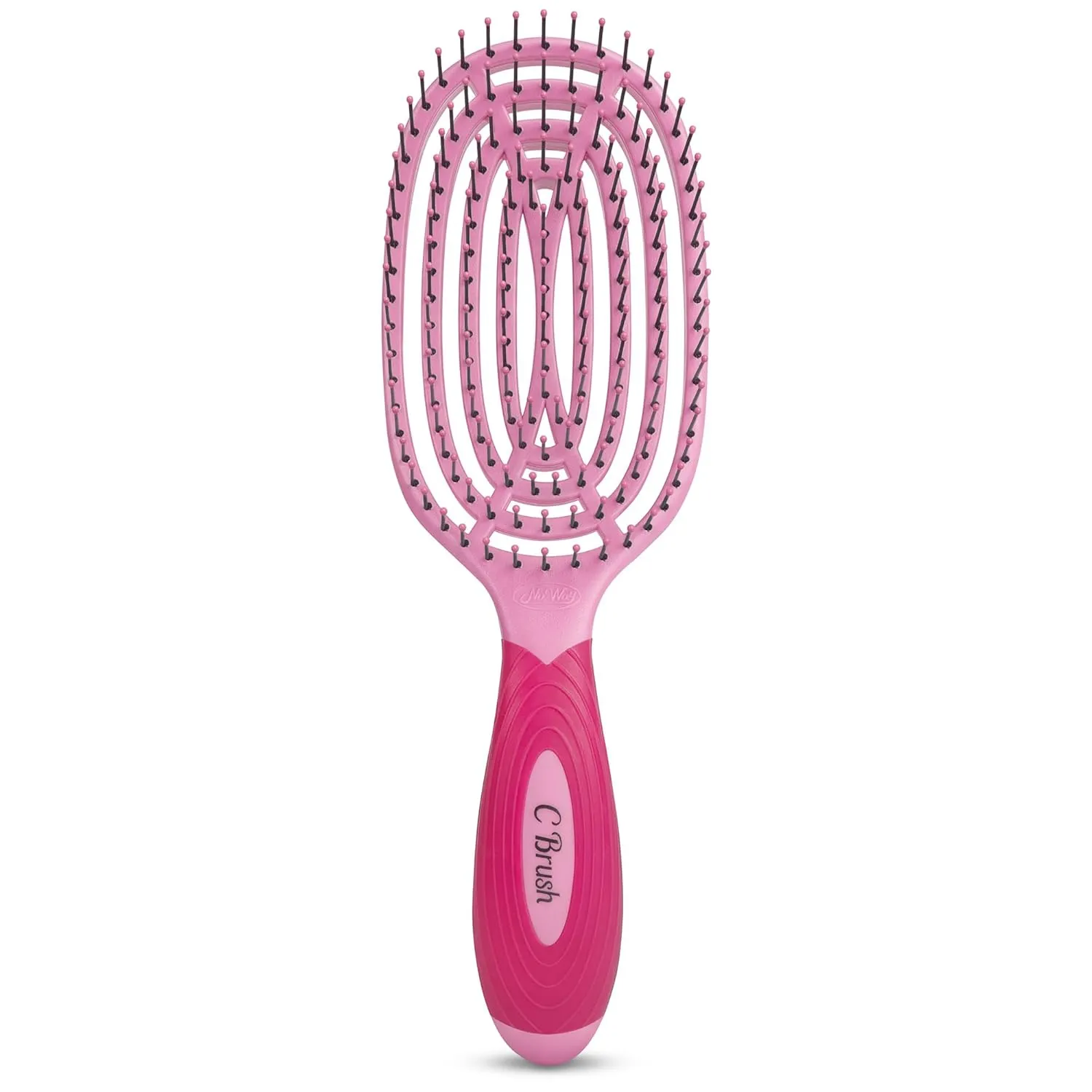 NuWay 4Hair C Brush - Professional Curved Hairbrush - Vented Design Delivers Smoothing And Volumizing Drying Experience - Heat Resistant Bristles For Drying Detangling and Styling - Petal Pink - 1 Pc