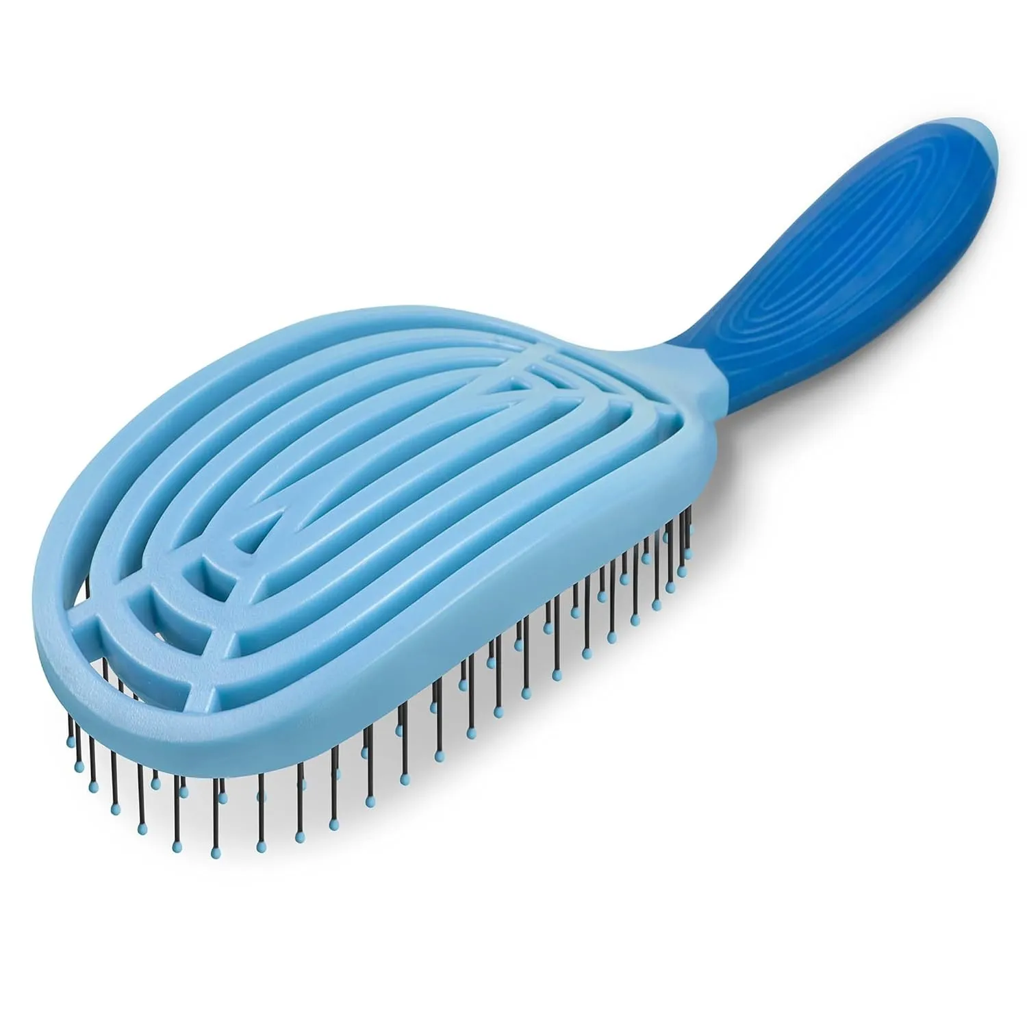 NuWay 4Hair C Brush - Professional Curved Hairbrush - Vented Design Delivers Smoothing And Volumizing Drying Experience - Heat Resistant Bristles For Drying Detangling and Styling - Sky Blue - 1 Pc