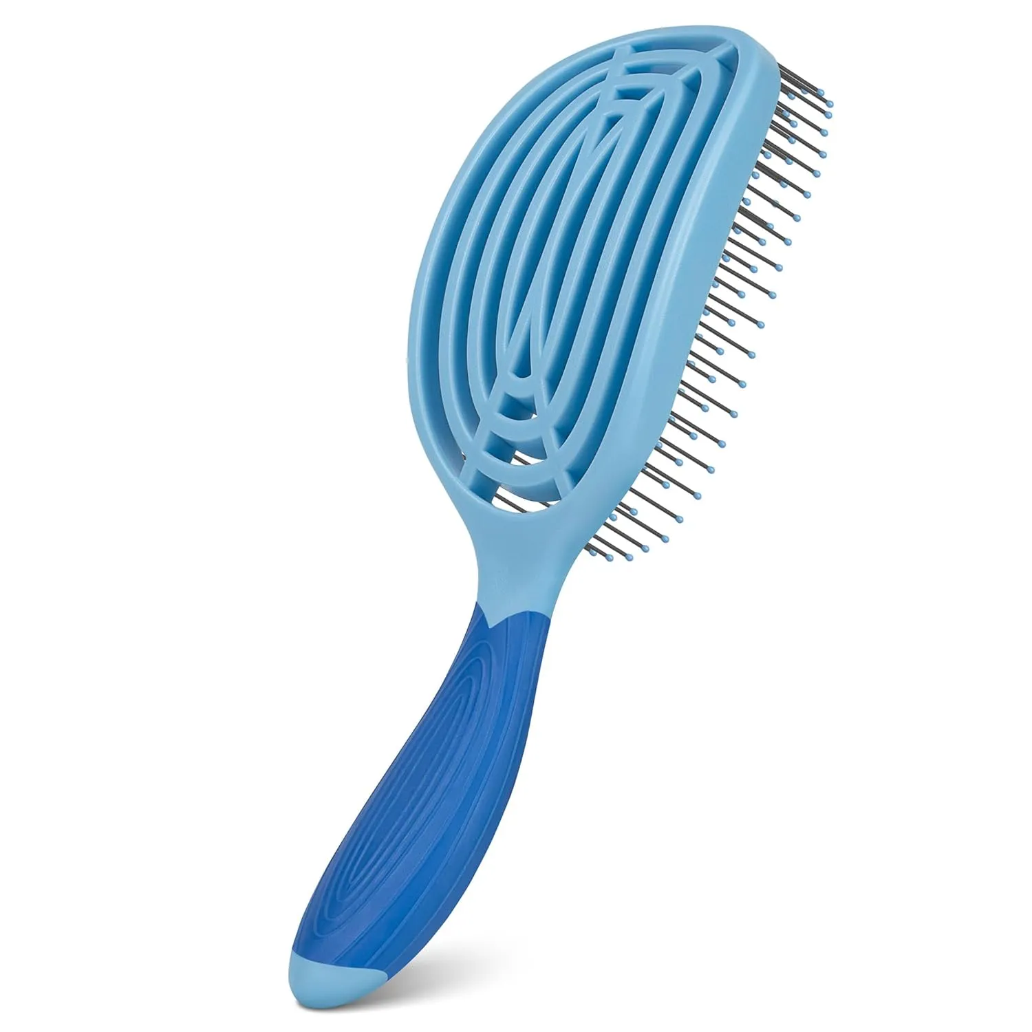 NuWay 4Hair C Brush - Professional Curved Hairbrush - Vented Design Delivers Smoothing And Volumizing Drying Experience - Heat Resistant Bristles For Drying Detangling and Styling - Sky Blue - 1 Pc