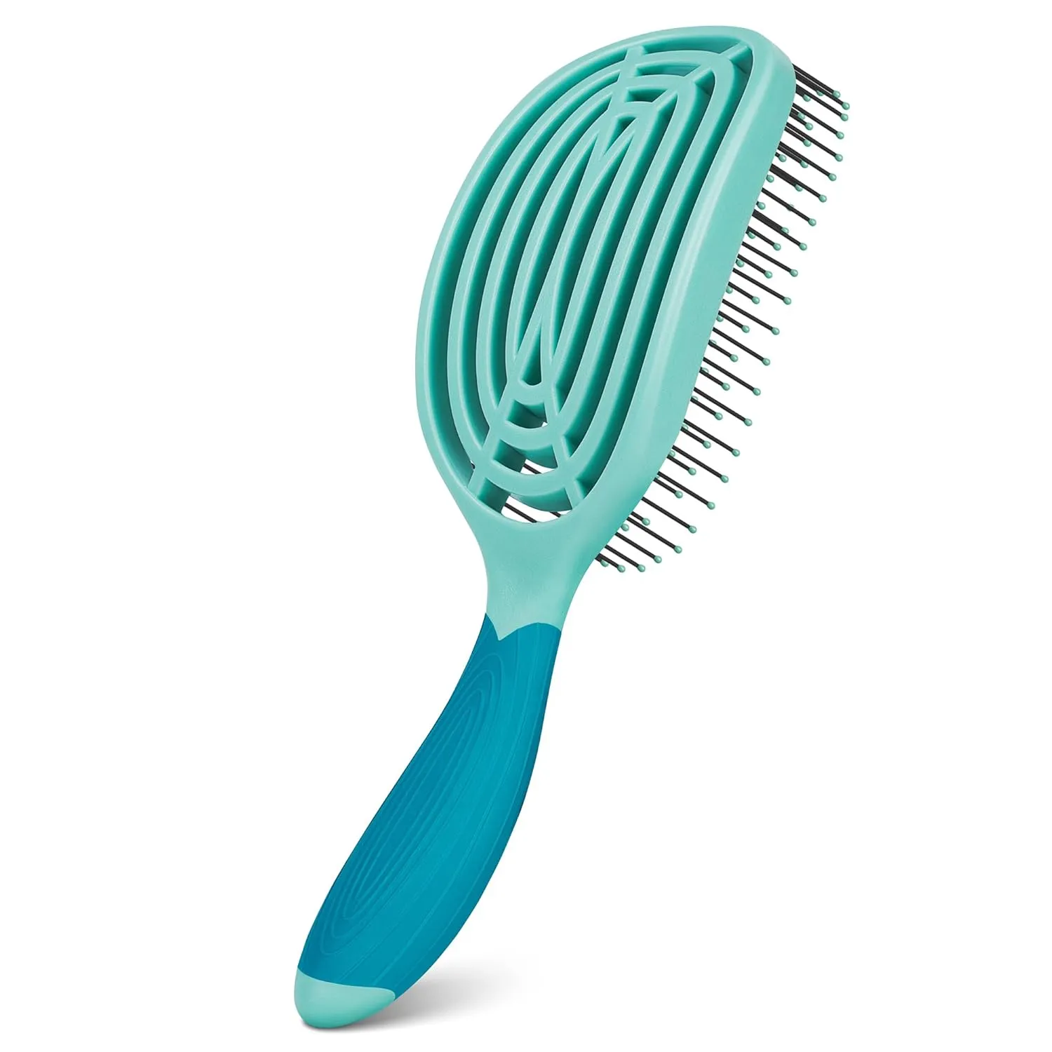 NuWay 4Hair C Brush - Professional Curved Hairbrush - Vented Design Delivers Smoothing And Volumizing Drying Experience - Heat Resistant Bristles For Drying Detangling and Styling - Turquoise - 1 Pc