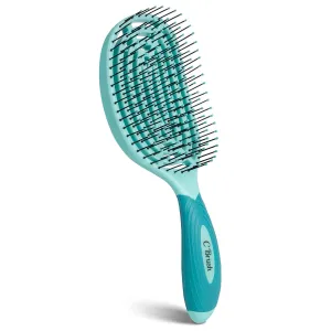 NuWay 4Hair C Brush - Professional Curved Hairbrush - Vented Design Delivers Smoothing And Volumizing Drying Experience - Heat Resistant Bristles For Drying Detangling and Styling - Turquoise - 1 Pc