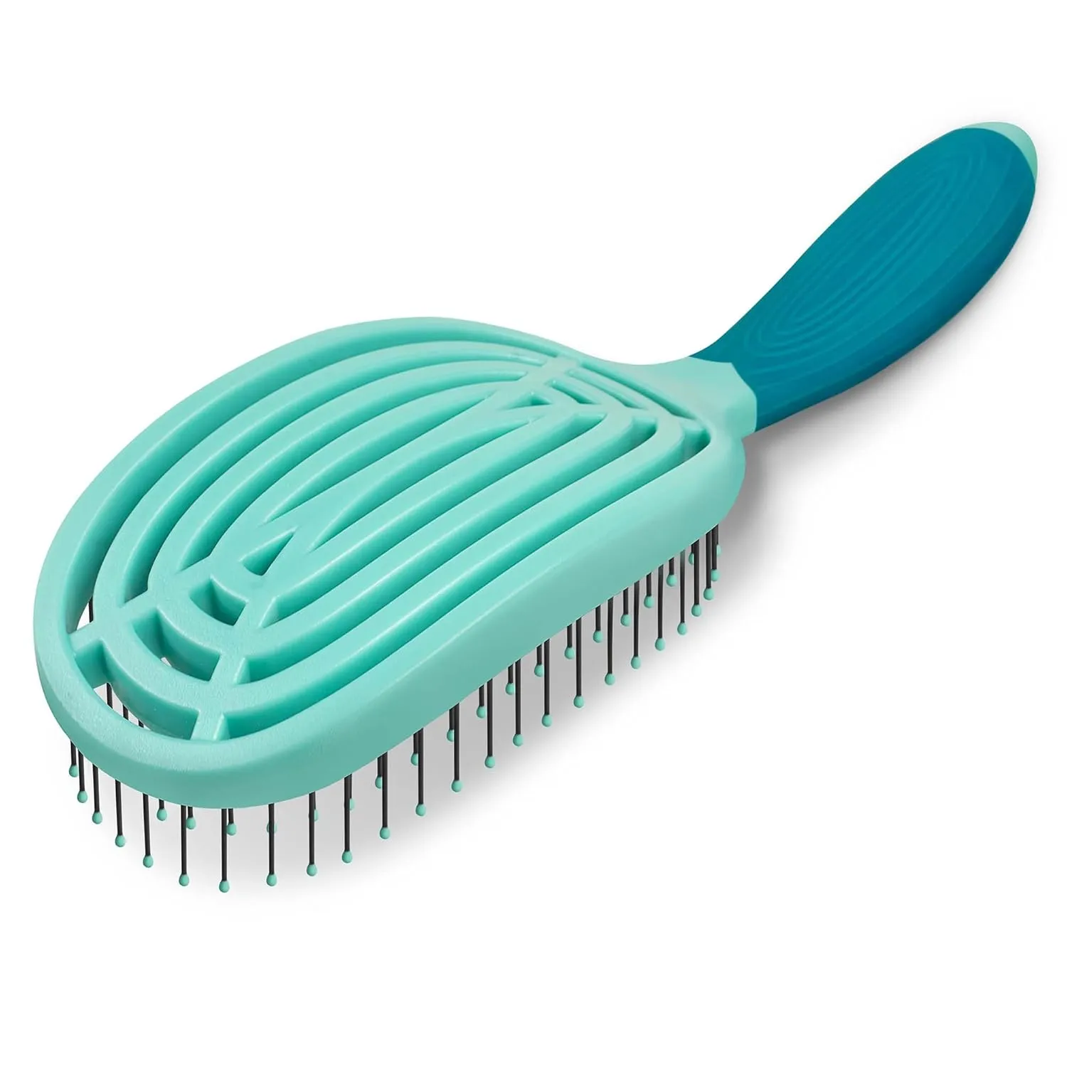 NuWay 4Hair C Brush - Professional Curved Hairbrush - Vented Design Delivers Smoothing And Volumizing Drying Experience - Heat Resistant Bristles For Drying Detangling and Styling - Turquoise - 1 Pc