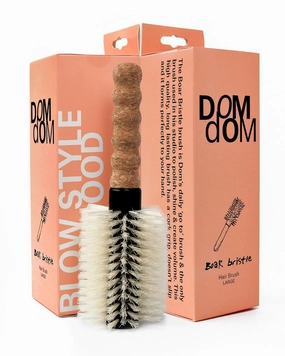 Nylon Boar Bristle Hair Brush, Round Brush for Blow Drying, Large 2.5" Barrel Blowout Brush, Anti Static Hairbrush, Cork Comfort Grip Handle, Detangling Plastic/Natural Bristle Hair Styling Tool