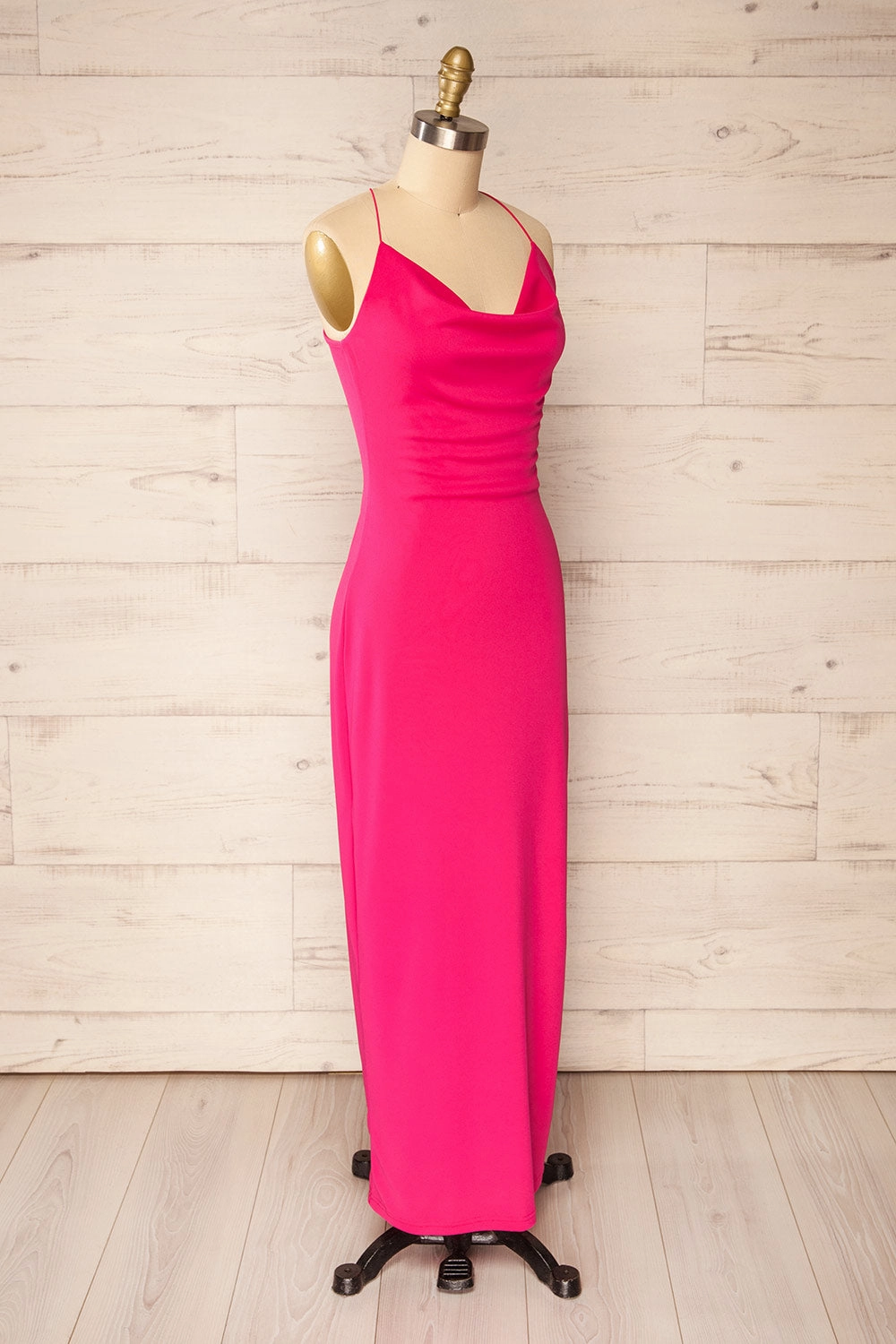Ocala Fuchsia | Fitted Open-Back Maxi Dress