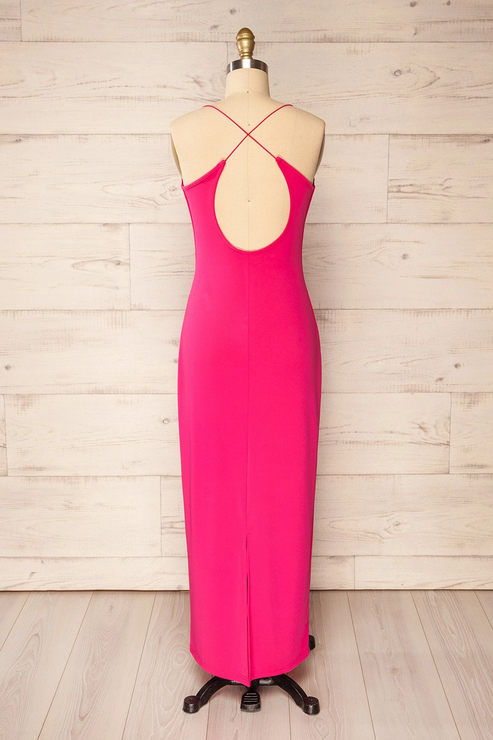Ocala Fuchsia | Fitted Open-Back Maxi Dress