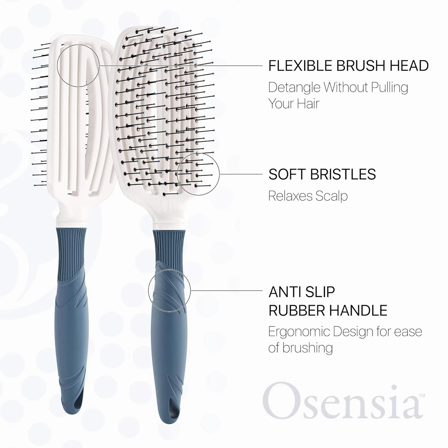 Osensia Detangling Brush for Curly Hair - Thick and Dry Hair Type. Travel Detangle Brush for Women, Men, and Kids.