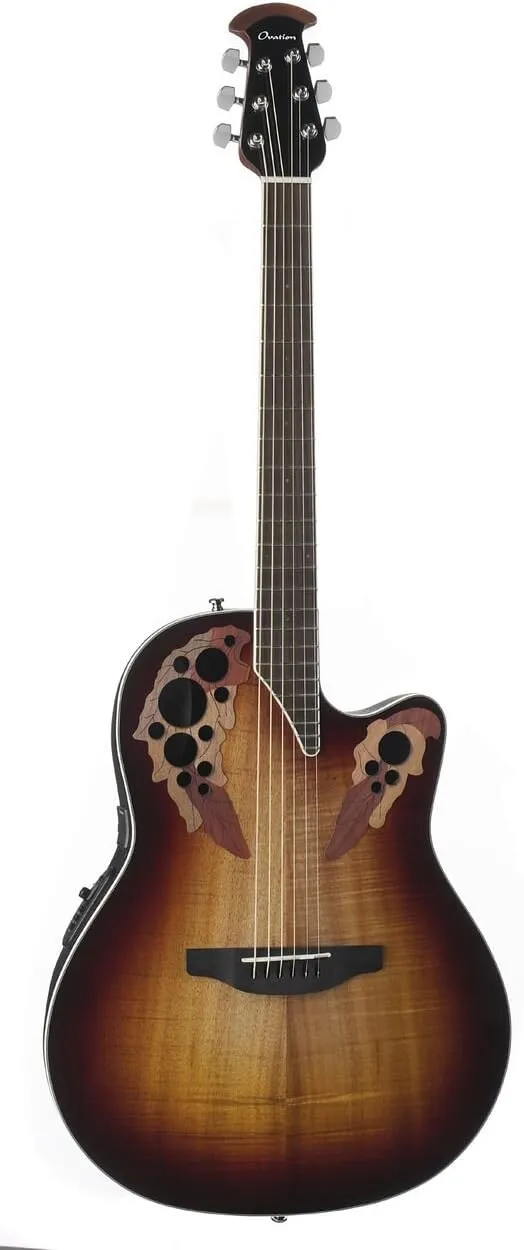 Ovation Celebrity Elite Plus Figured Koa Top Acoustic-Electric Guitar, Koa Burst