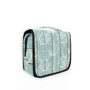 Oyihfvs Anchors and Wheels On Vintage Old Boards Hanging Wash Gargle Toiletry Bag Travel Cosmetic Makeup Case Organizer Storage Large Portable
