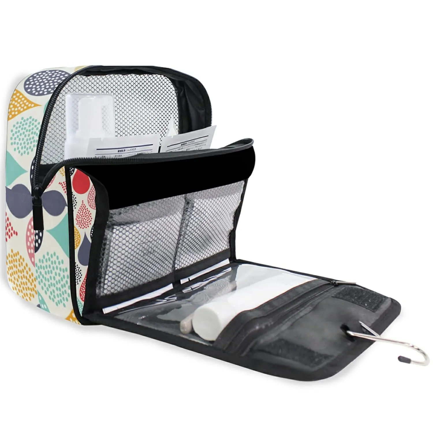 Oyihfvs Colorful Hand Drawn Water Droplet Seamless Hanging Wash Gargle Toiletry Bag Travel Cosmetic Makeup Case Organizer Storage Large Portable