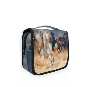Oyihfvs Horse Herd Run in Desert Hanging Wash Gargle Toiletry Bag Travel Cosmetic Makeup Case Organizer Storage Large Portable