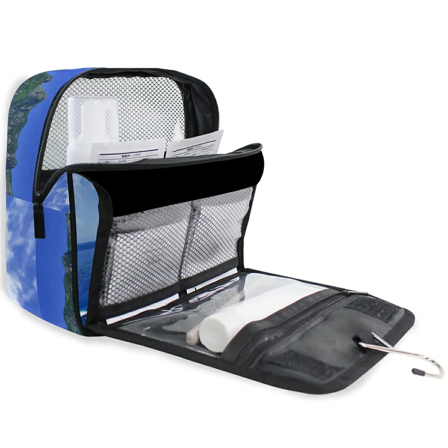 Oyihfvs Italy Positano Landscape Hanging Wash Gargle Toiletry Bag Travel Cosmetic Makeup Case Organizer Storage Large Portable