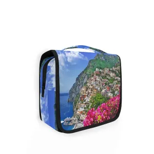 Oyihfvs Italy Positano Landscape Hanging Wash Gargle Toiletry Bag Travel Cosmetic Makeup Case Organizer Storage Large Portable