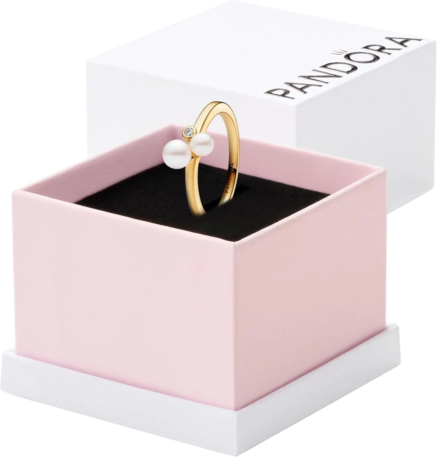 PANDORA Duo Treated Freshwater Cultured Pearls Ring - Ring for Women - Gift for Her - Cubic Zirconia & Freshwater Pearl - With Gift Box